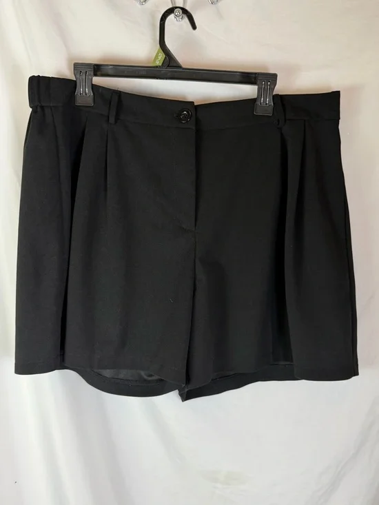 Black Tailored Shorts High Waist Classic Workwear 2XL Plus Size