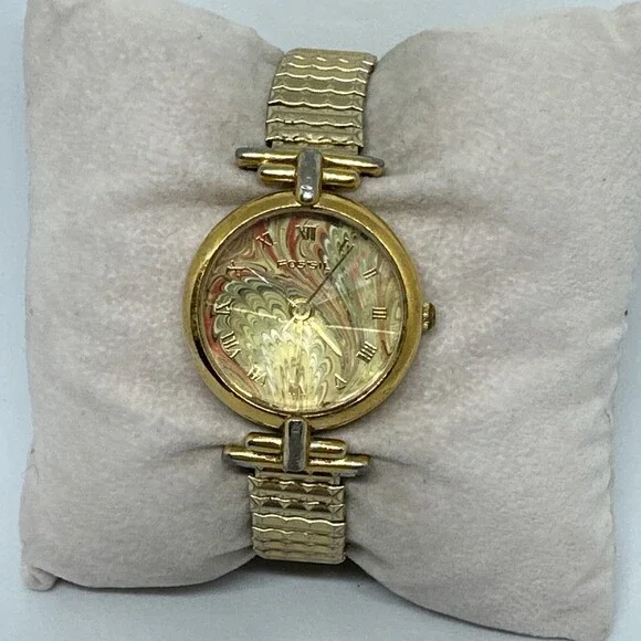Fossil PC9266 Womens Gold Stainless Steel Bangle Analog Dial Quartz Watch HME526