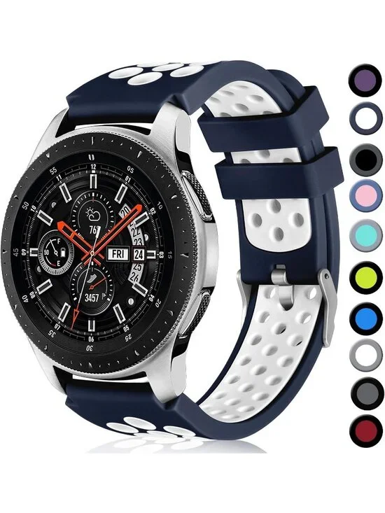 Unisex Navy Blue White Analog Compatible Frontier Silicone Samsung Galaxy Watch
