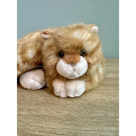 Russ Berrie BRANDY Realistic Tabby Cat Plush‎ Stuffed Animal Lifelike Vtg 9x4