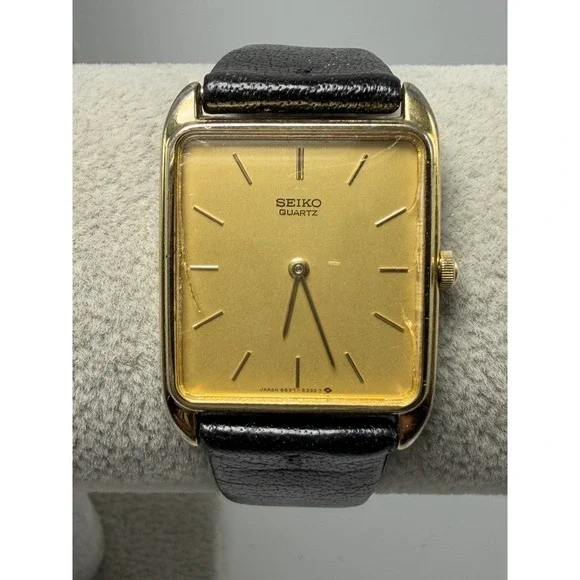Seiko 6530-5209 New Battery Super‎ Thin Mens Tank Watch 26MM 7.5