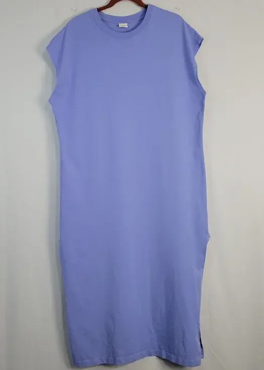 Abercrombie & Fitch Crew Neck Maxi T-Shirt Dress size XLP Blue Cotton Minimalist