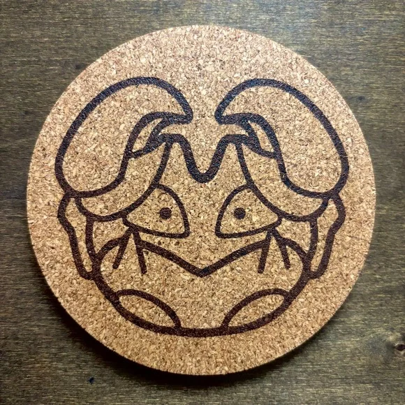 Pokemon Krabby Face Laser Engraved Cork Coaster