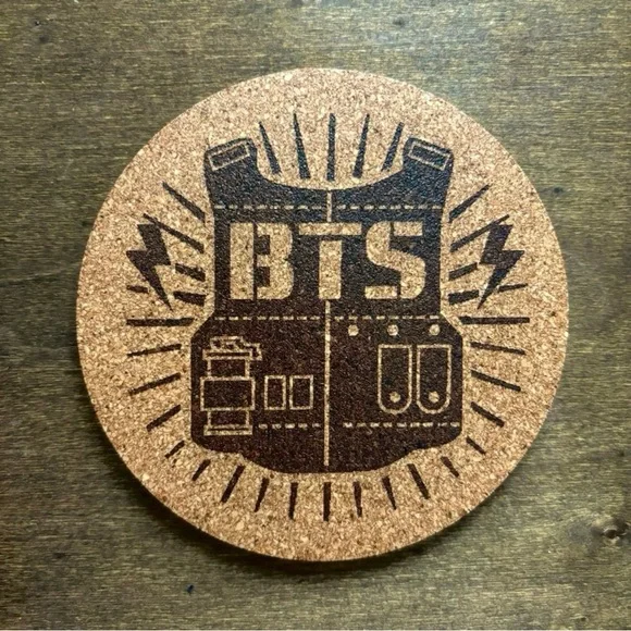 BTS Logo Laser Engraved Cork Coaster #4