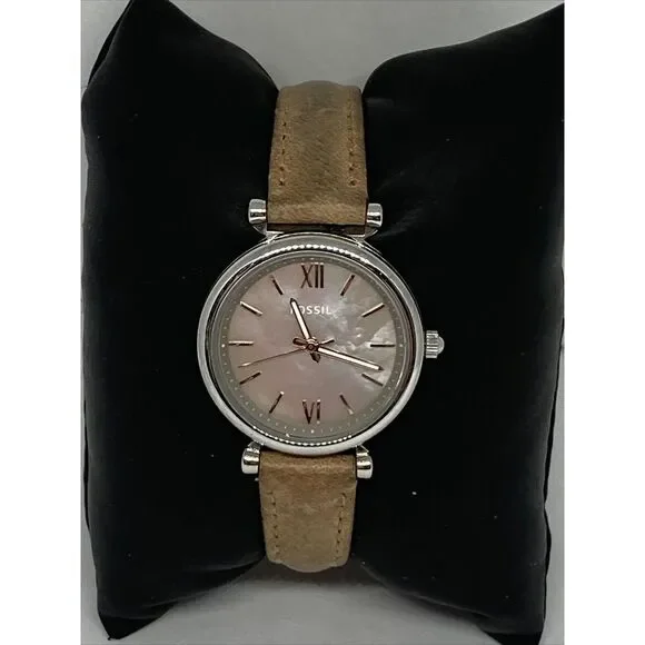 Fossil ES4530 Women's Brown Leather Analog Dial Quartz Genuine Watch QB479
