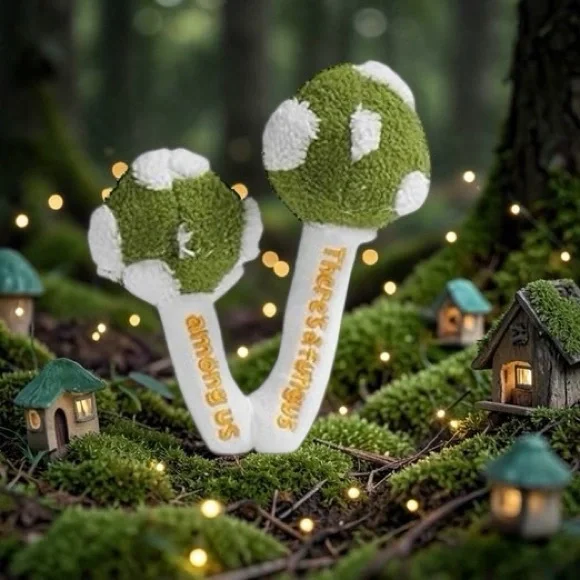 Mushroom Catnip Cat Toys, Catnip & Silvervine Chew Toy, Green Amanita Mushroom