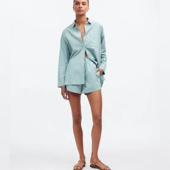 Madewell Poplin Cotton Shorts - Dusty Verdigris- small