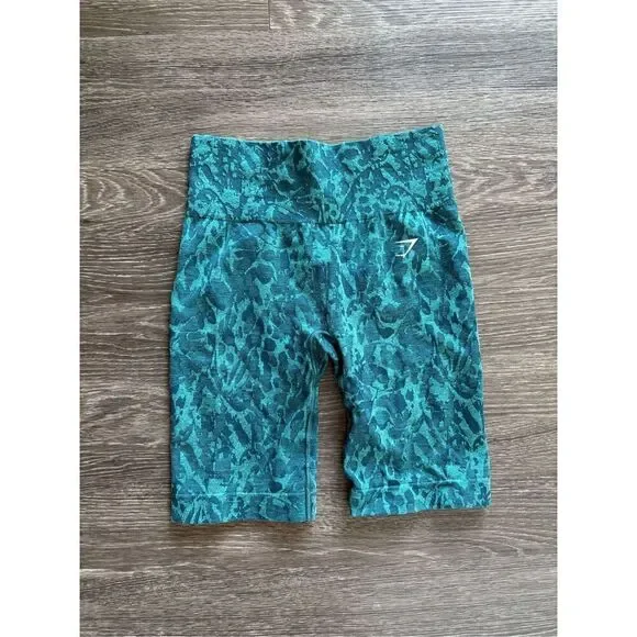 Gymshark Animal Seamless Teal Biker Cycling Shorts Size Small
