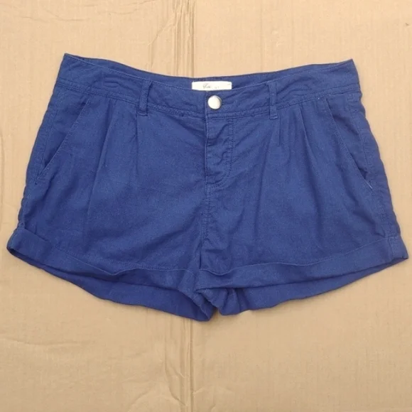 XXI Blue Linen-blend Buttonfly High-rise Short Shorts Women's 30