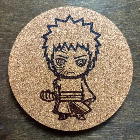 Naruto Obito Uchiha Chibi Style Laser Engraved Cork Coaster