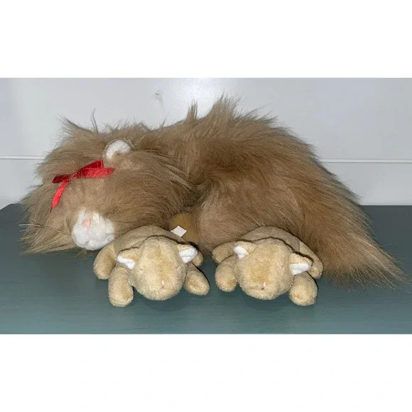 1991 Commonwealth Kit'N & Kitties Meowing Stuffed Animal Plush Vintage‎