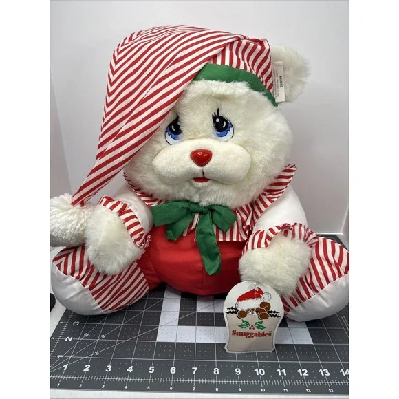 Vtg‎ 1992 White Teddy Bear Happiness Aid By Well Made Toys Christmas Snuggables