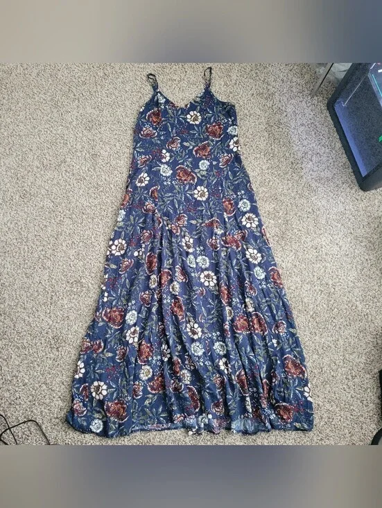 Abercrombie & Fitch Vintage Dress Blue Red Floral Flower Maxi Long Small NWT