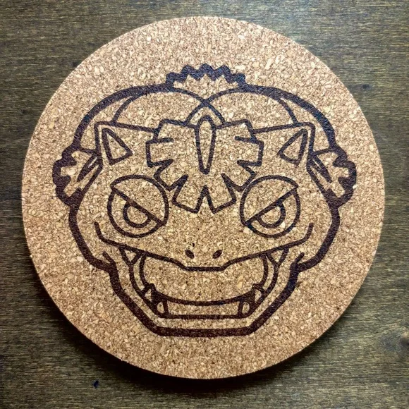 Pokemon Venusaur Face Laser Engraved Cork Coaster
