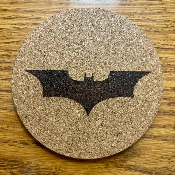 Batman Christian Bale Logo Laser Engraved Cork Coaster
