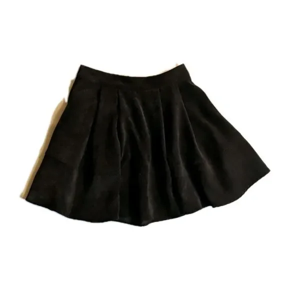 Holiday Soft Corduroy Mini Skirt XS / US 2 Black Shein Flared Skater
