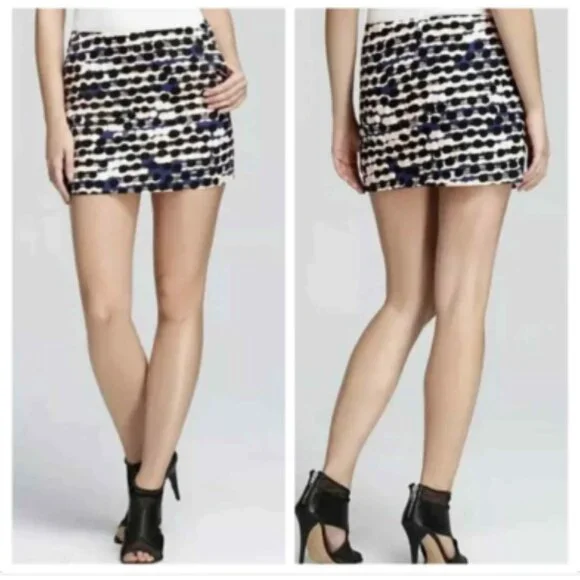 Diane Von Furstenberg DVF Nelly Skirt Pockets Lined Cotton Dot Print Size 8