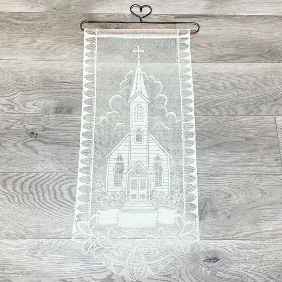 Decorative Lace Wall Door Art Hanging Tapestry Religious Country Church Motif