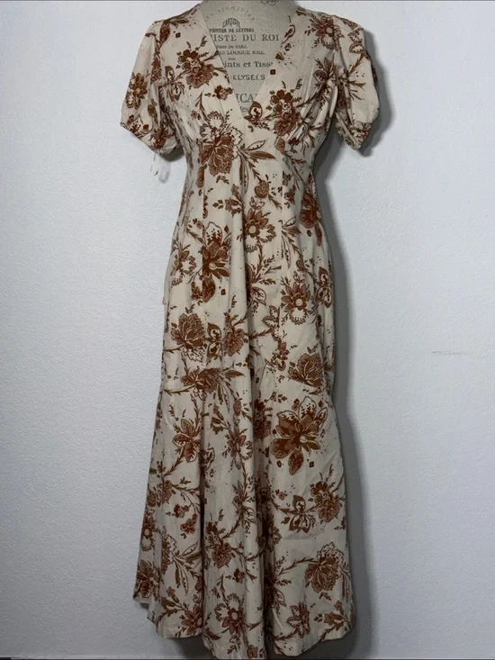 Abercrombie & Fitch Cream Maxi Dress with Brown Floral Print