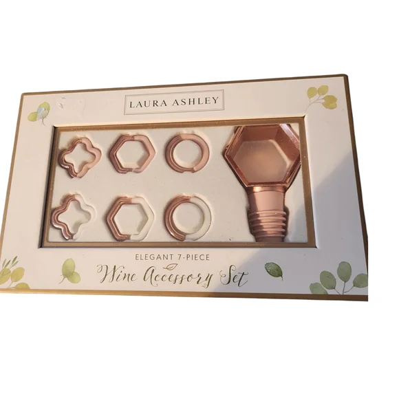 NWOT‎ Laura Ashley Rose Gold Wine Accessory Collection