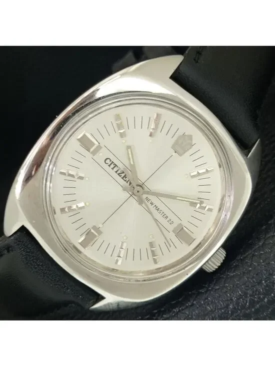 Vintage 1976 Citizen Manual Wound Mens Silver Watch & Silver accents