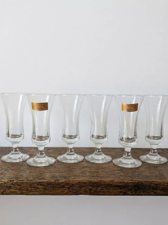 Vintage Genuine Crystal Cordial Glasses Made in England Footed Shot Glass Set