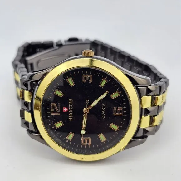 Men's Watch 38MM Black Dial Case Black Gold Bracelet 7.5