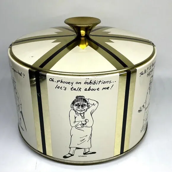 MCM Ice Bucket Funny Getting Old Cartoon Insulated Metal Cork Barware L J Salemo