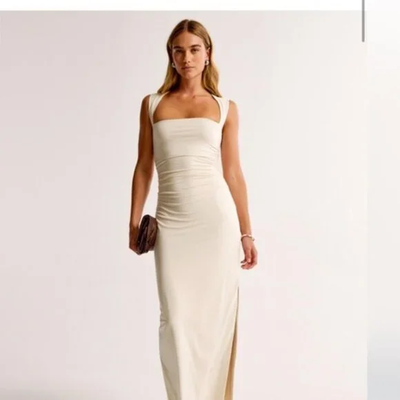 Abercrombie & Fitch Cream Maxi Dress