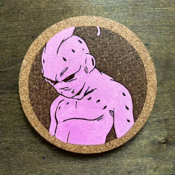Dragon Ball Z Kid Buu Laser Engraved Painted Cork Coaster