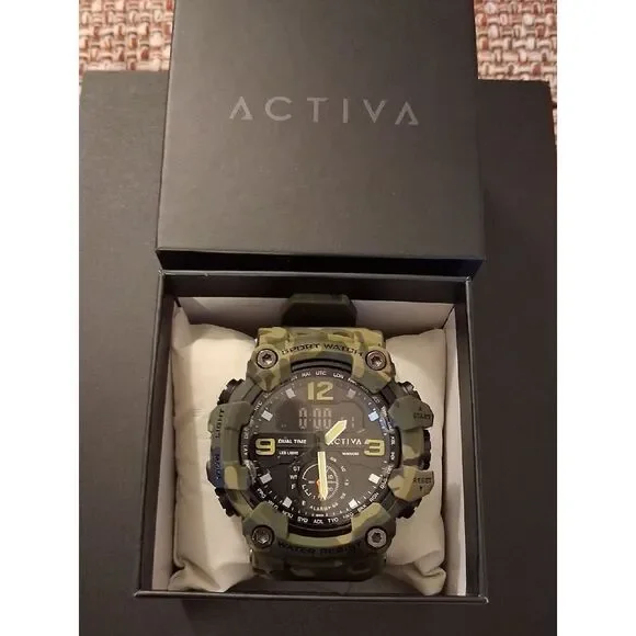 Activa Camouflage Sport Watch - Olive Green New With Box
