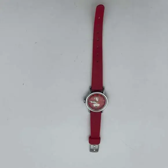 Vintage 1958 Peanuts Snoopy‎ Mechanical Wind-Up Watch with Red Dial