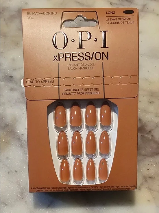 OPI xPRESS/ON Long Press-On Nails in Camel Brown Gloss