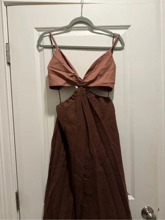 Abercrombie & Fitch Brown Twist-Front Maxi Dress