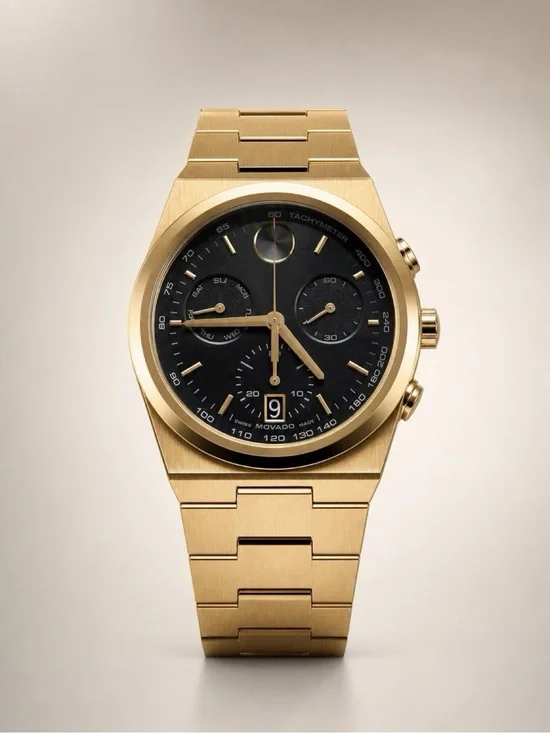 Movado Bold Quest Series Men's Gold Tone Stainless Steel Watch $895MSRP NEW!1110