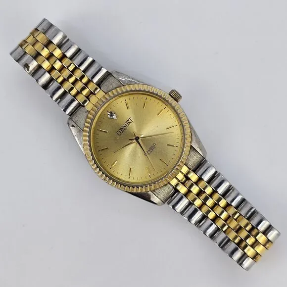VTG Cosort Men's Watch 36MM‎ Gold Dial Two Tone Band Up to 8