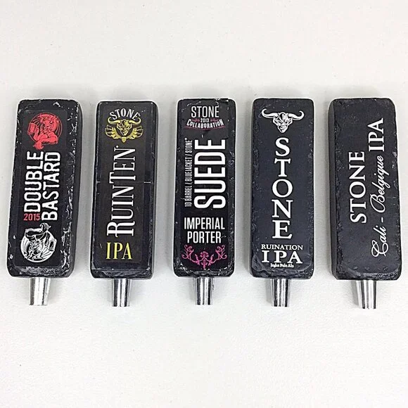 Lot of 5 Stone Brewing Tap‎ Handles Suede RuinTen Porter Double Bastard