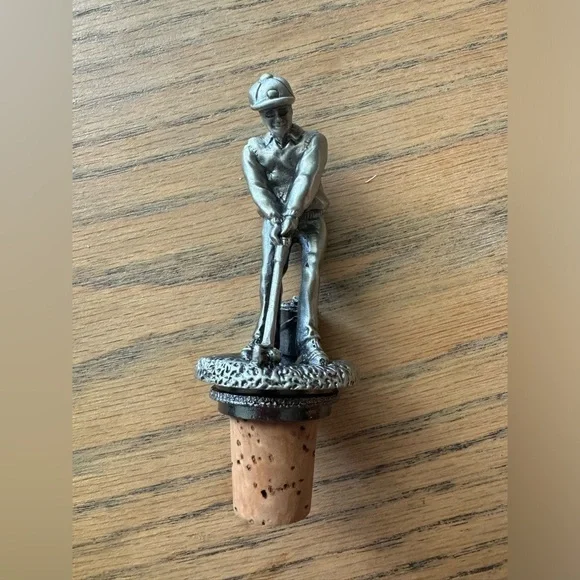 Vintage pewter bottle wine topper bar accessories‎ golf