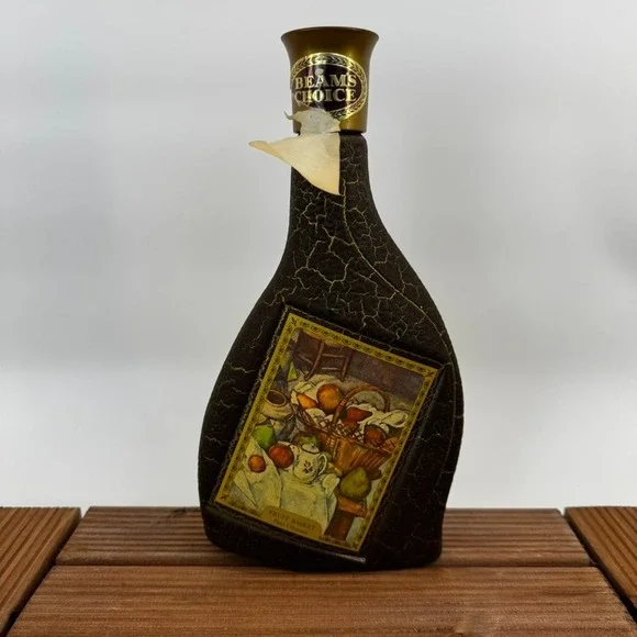 Jim Beams Choice Empty Decanter Bottle Paul Cezanne Fruit Basket Art Display