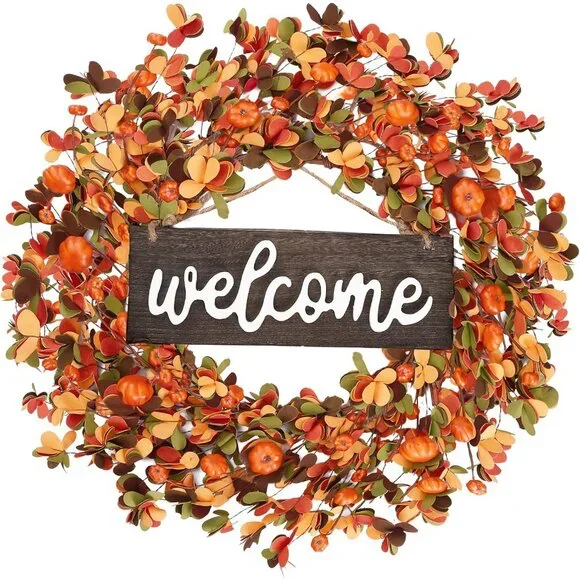 20-Inch Harvest Wreath: Autumn Elegance for Thanksgiving and Fall Festivals