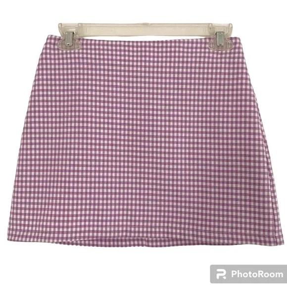 Urban Outfitters Gingham Lavender Purple Mini Skirt-XS TP