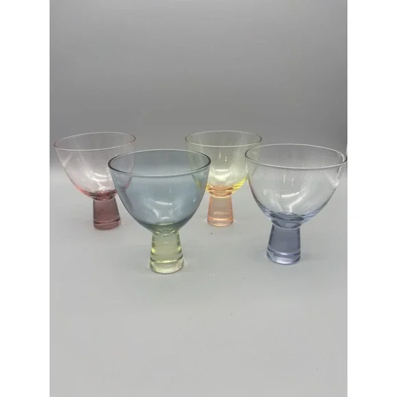Art Deco Style Barware Glasses Multi Color Set of‎ 4