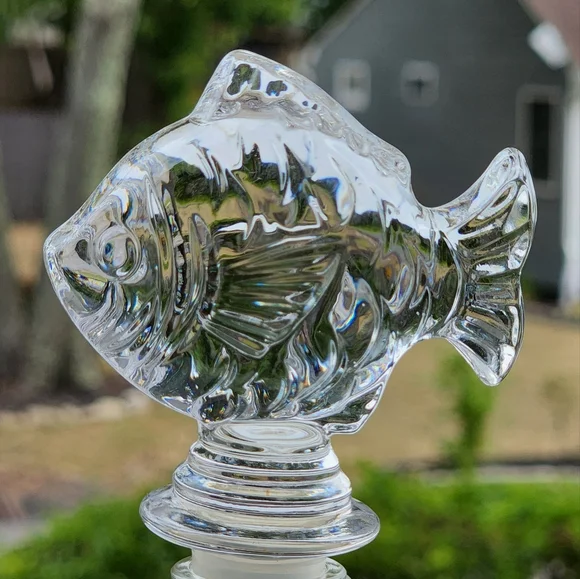 Mikasa Crystal Fish Wine Bottle Stopper 5.5in x‎ 2.75in