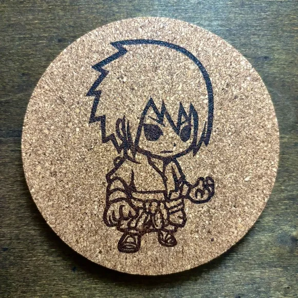 Naruto Sasuke Uchiha Chibi Style Laser Engraved Cork Coaster