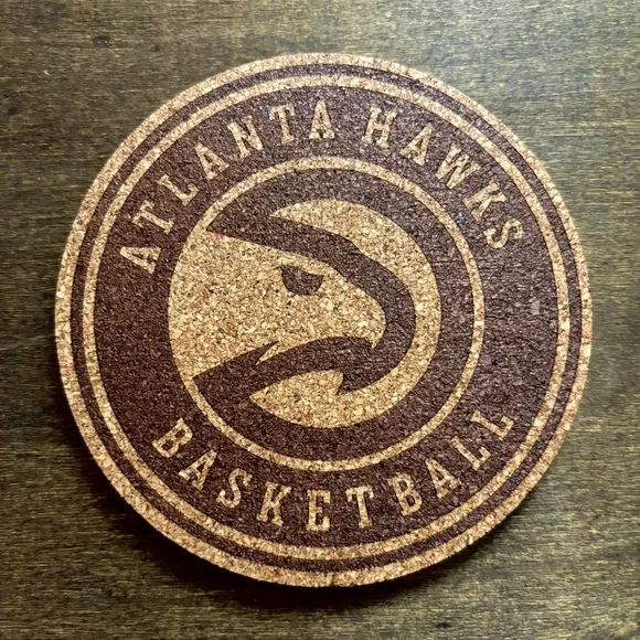 Atlanta Hawks Logo Laser Engraved Cork Coaster