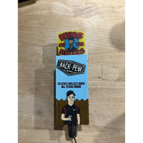 Back Pew Brewing Beer Tap Handle TX Style Helles Lager King of Helles‎ Texas