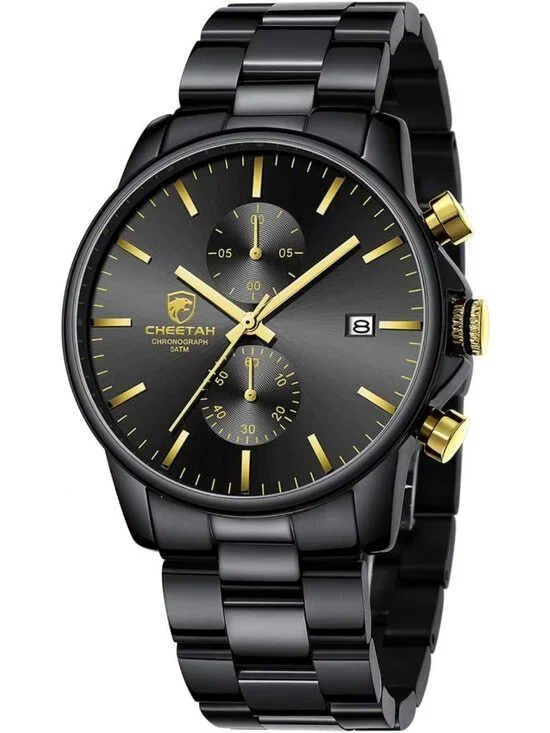 Stylish Waterproof Men's Chronograph Watch - Stainless Steel, Auto Date