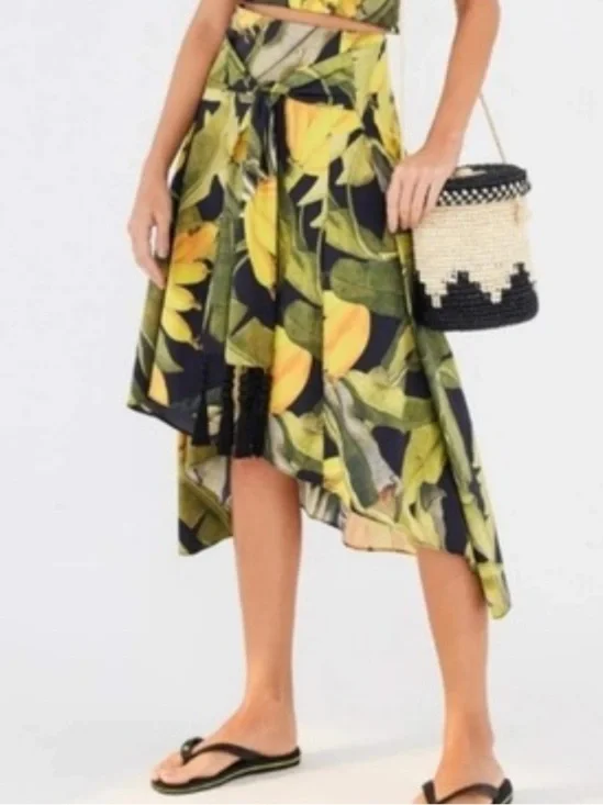 FARM Rio Banana Craze Print High-Low Skirt