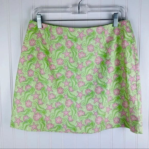 Vineyard Vines Margo Key Lime Seahorse Skirt Size 6 Green Pink