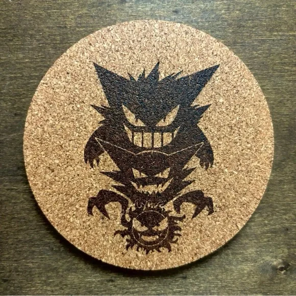 Pokemon Gengar Evolution Laser Engraved Cork Coaster